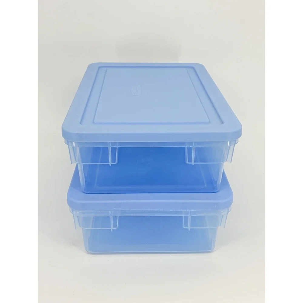 2 Vintage Rubbermaid Keepers Storage Containers 0286 Slate Blue Boxes and Lids